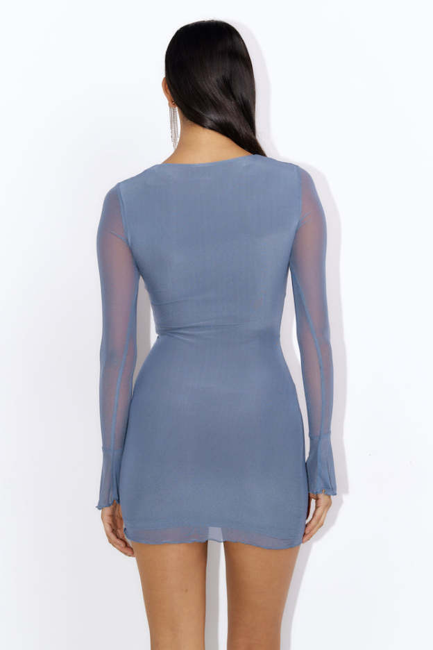Dance To Me Mesh Mini Dress Charcoal