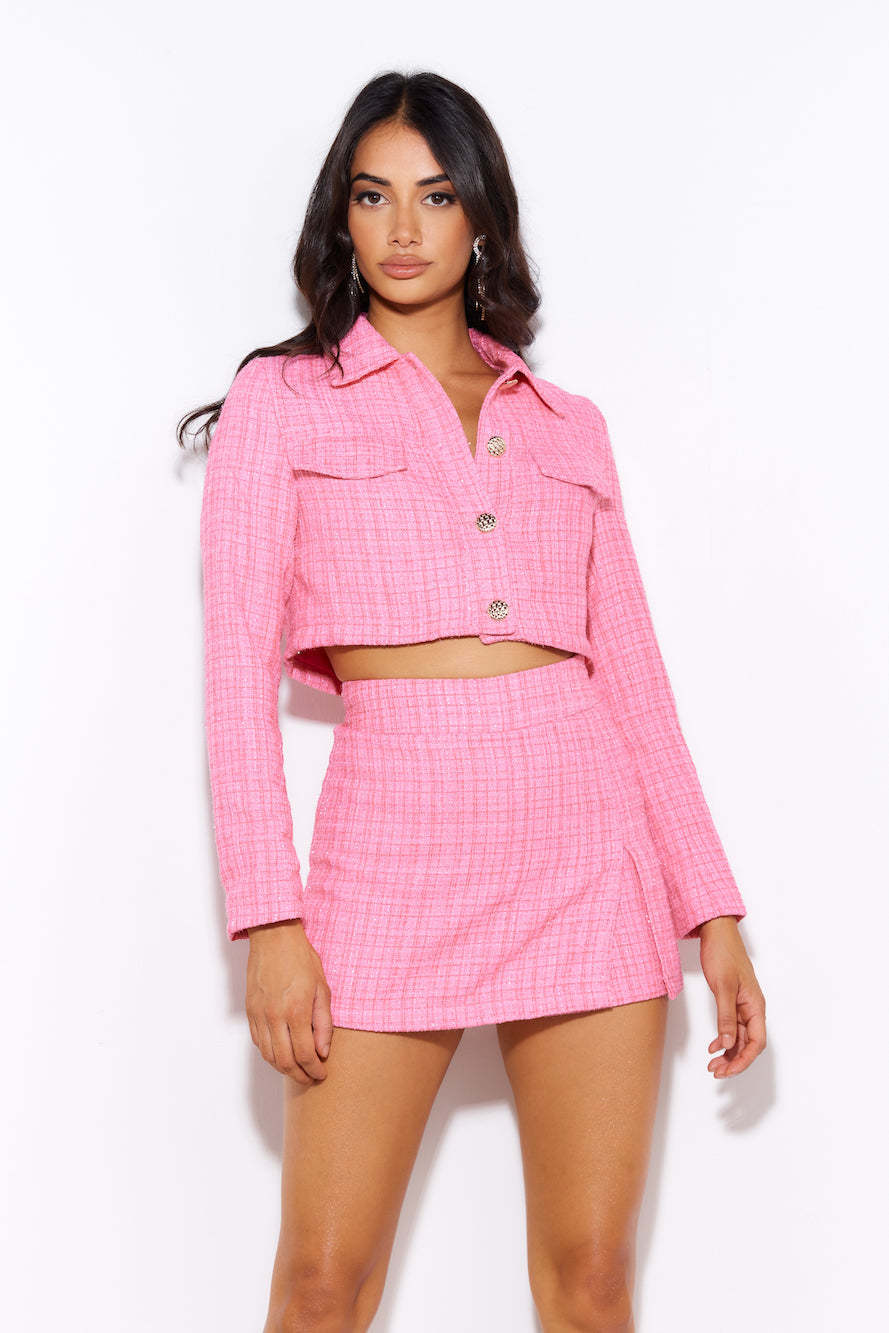 Classic Tweed Skort Pink
