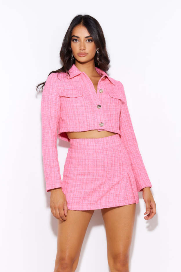 Classic Tweed Skort Pink