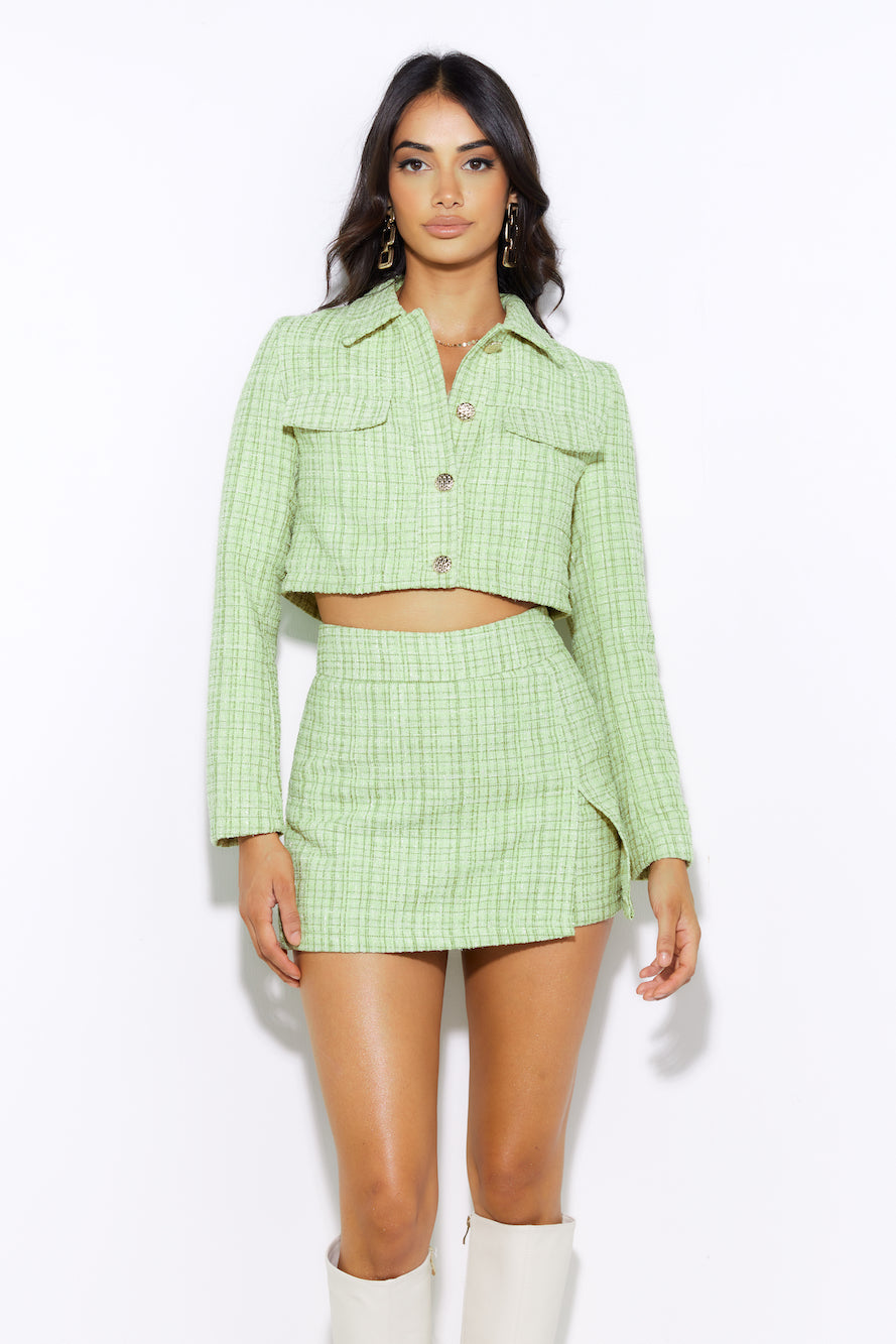 Classic Tweed Skort Green