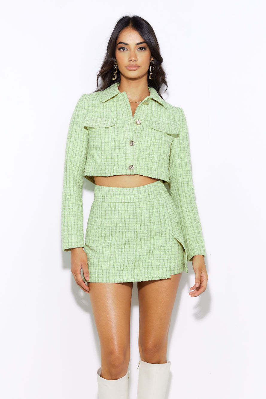 Classic Tweed Skort Green