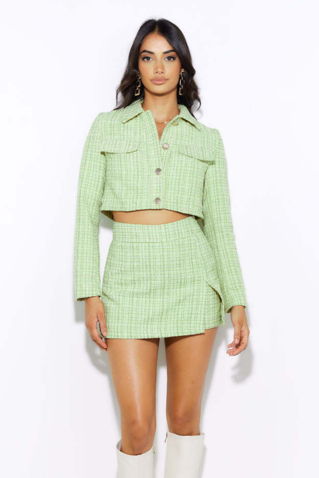 Classic Tweed Skort Green