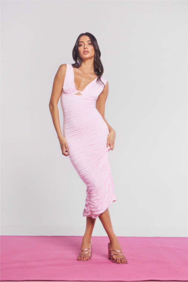 Bring On The Night Midi Dress Pink