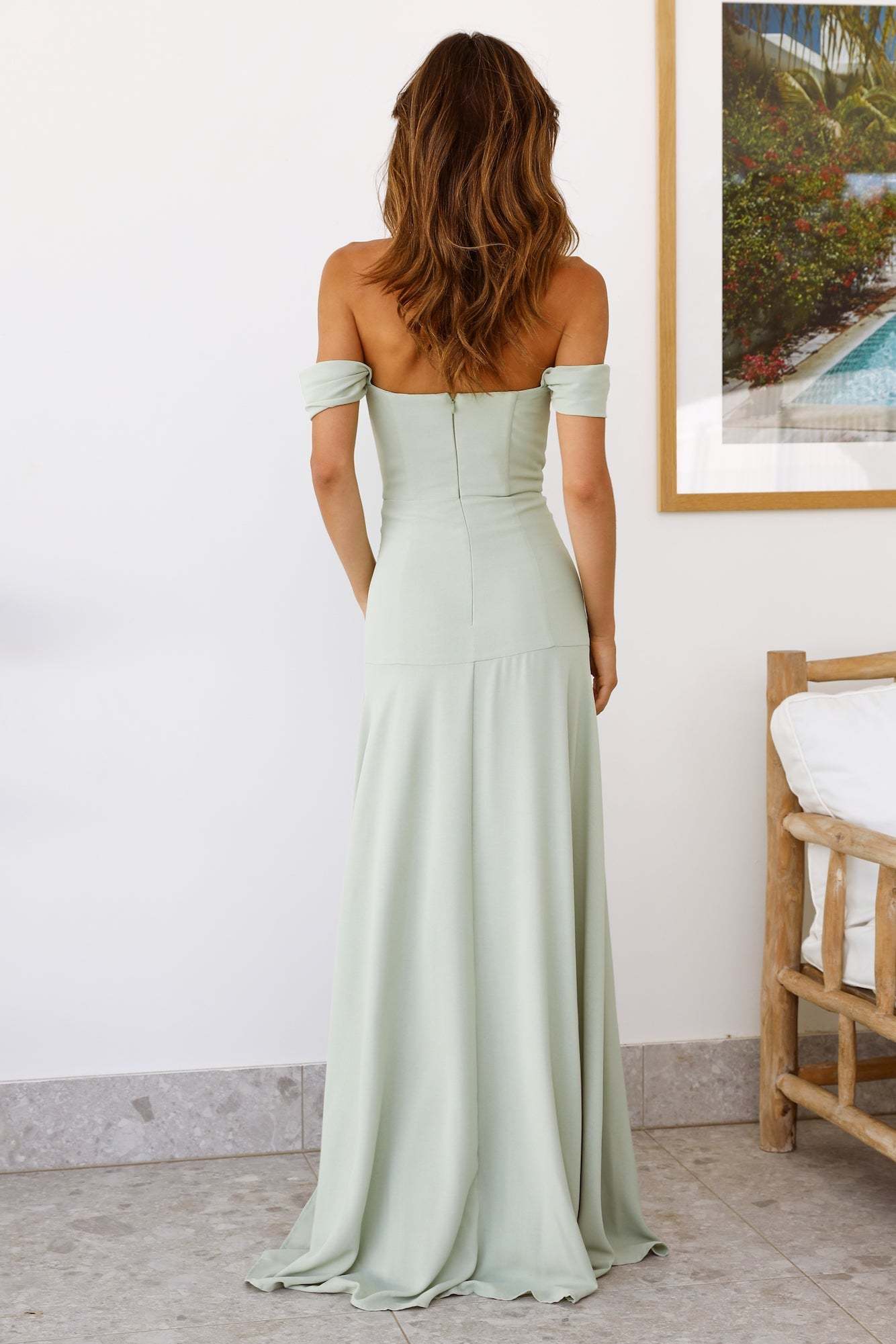 DEAR EMILIA Blushing Cinderella Maxi Dress Sage