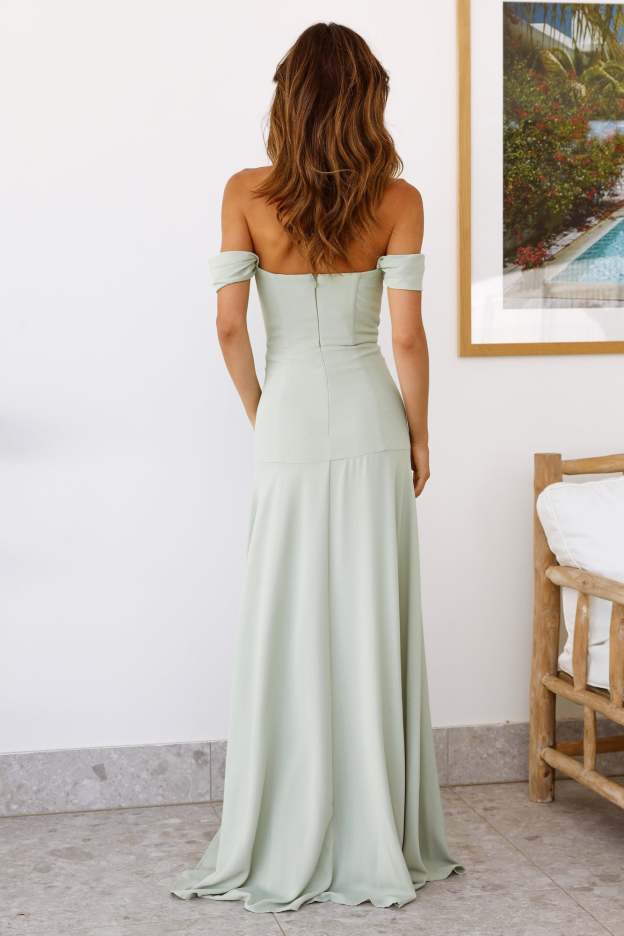 DEAR EMILIA Blushing Cinderella Maxi Dress Sage