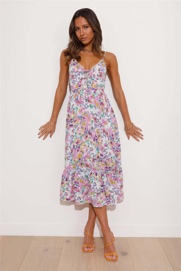 Blooming Scent Midi Dress White