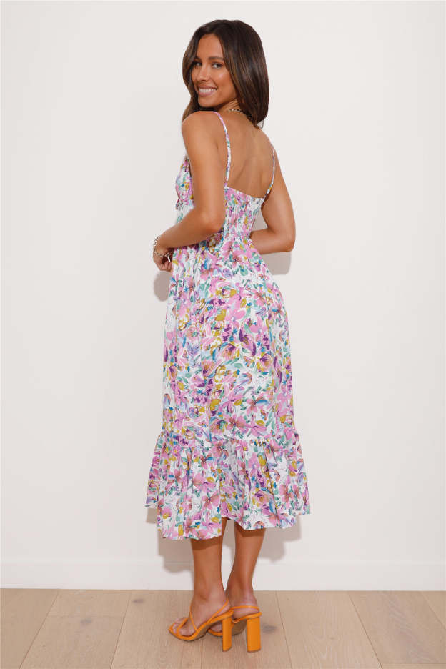 Blooming Scent Midi Dress White