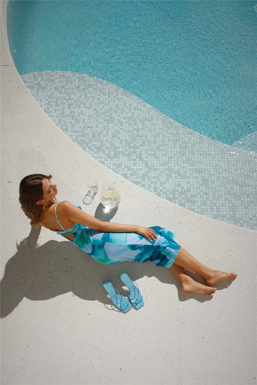 Share Me Mesh Maxi Dress Blue