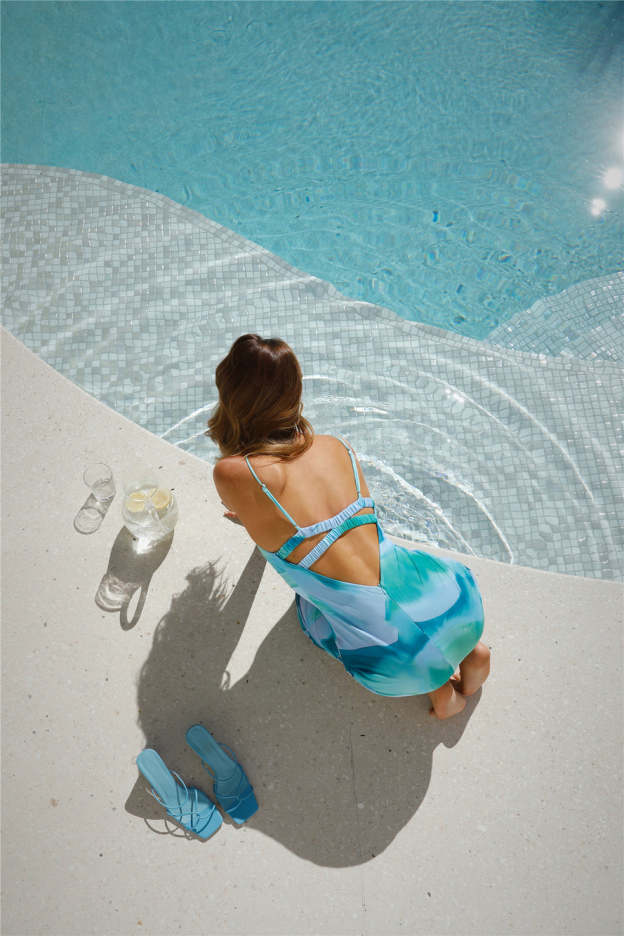 Share Me Mesh Maxi Dress Blue