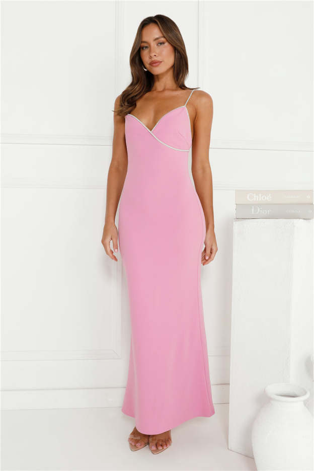 Crystal Glitz Maxi Dress Pink