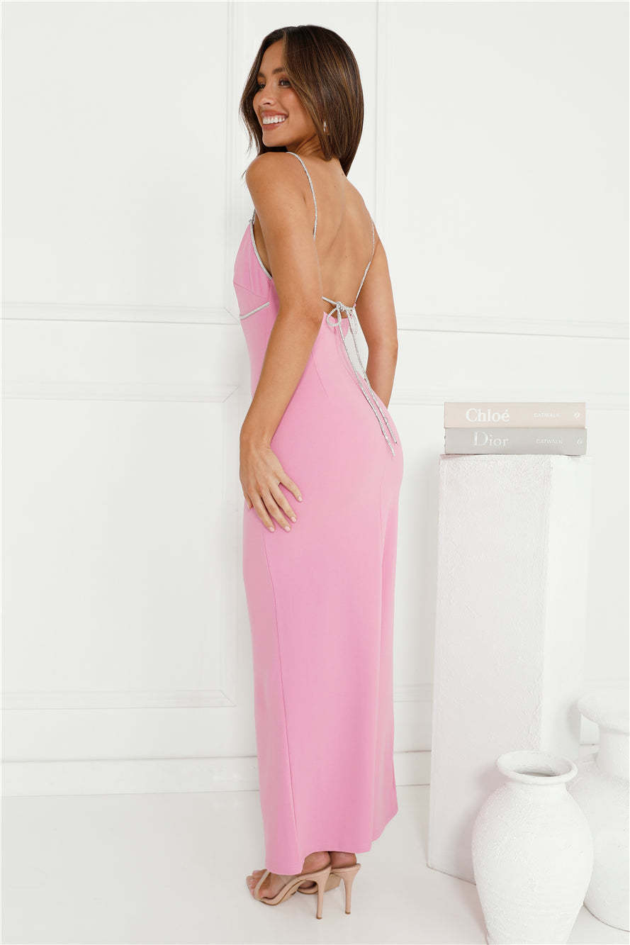 Crystal Glitz Maxi Dress Pink