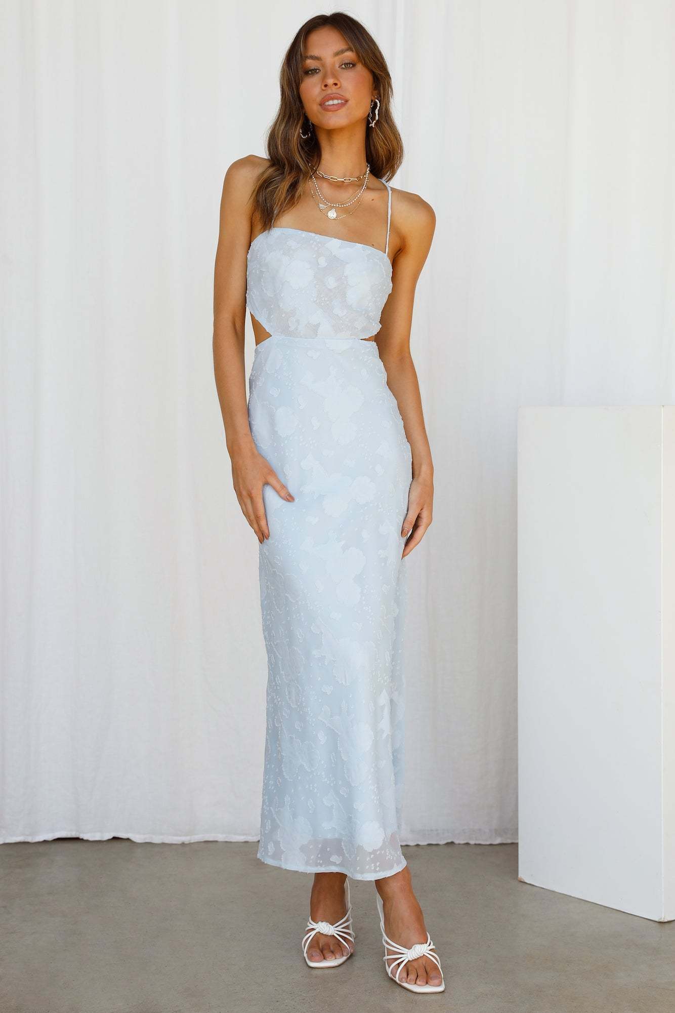 Rainbow Glow Midi Dress Blue