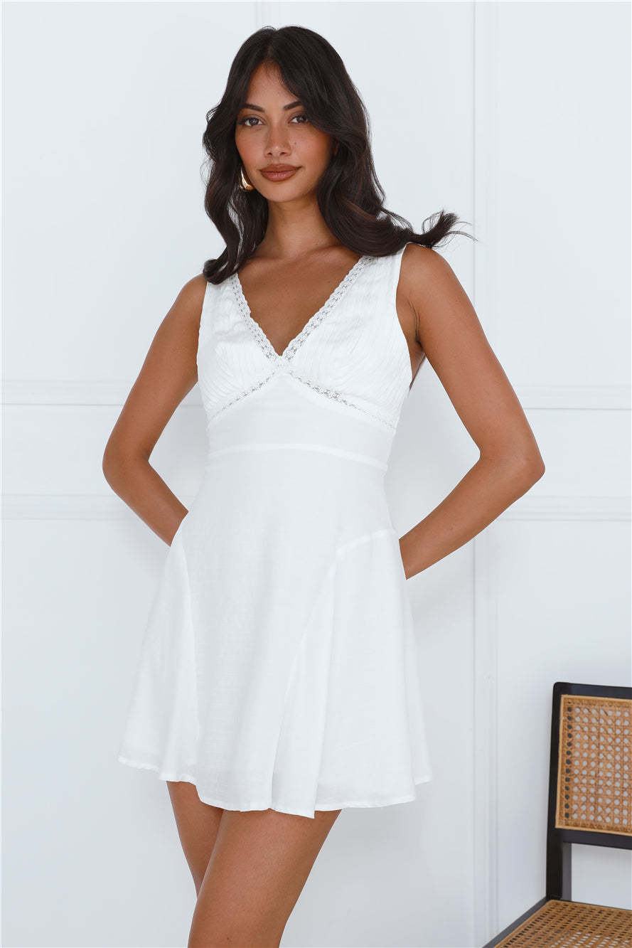Dreaming Of Flowers Mini Dress White