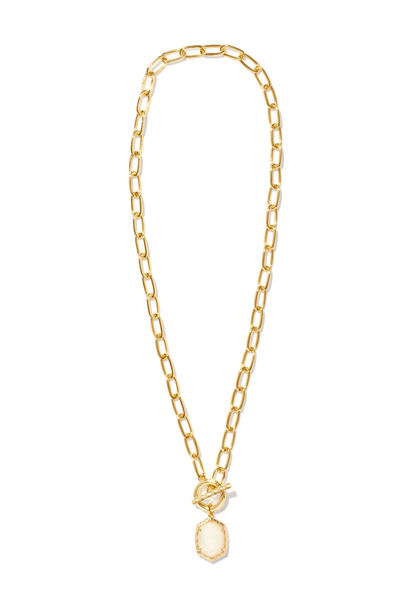 Daphne Link and Chain Necklace Gold Ivory Mother Of Pearl