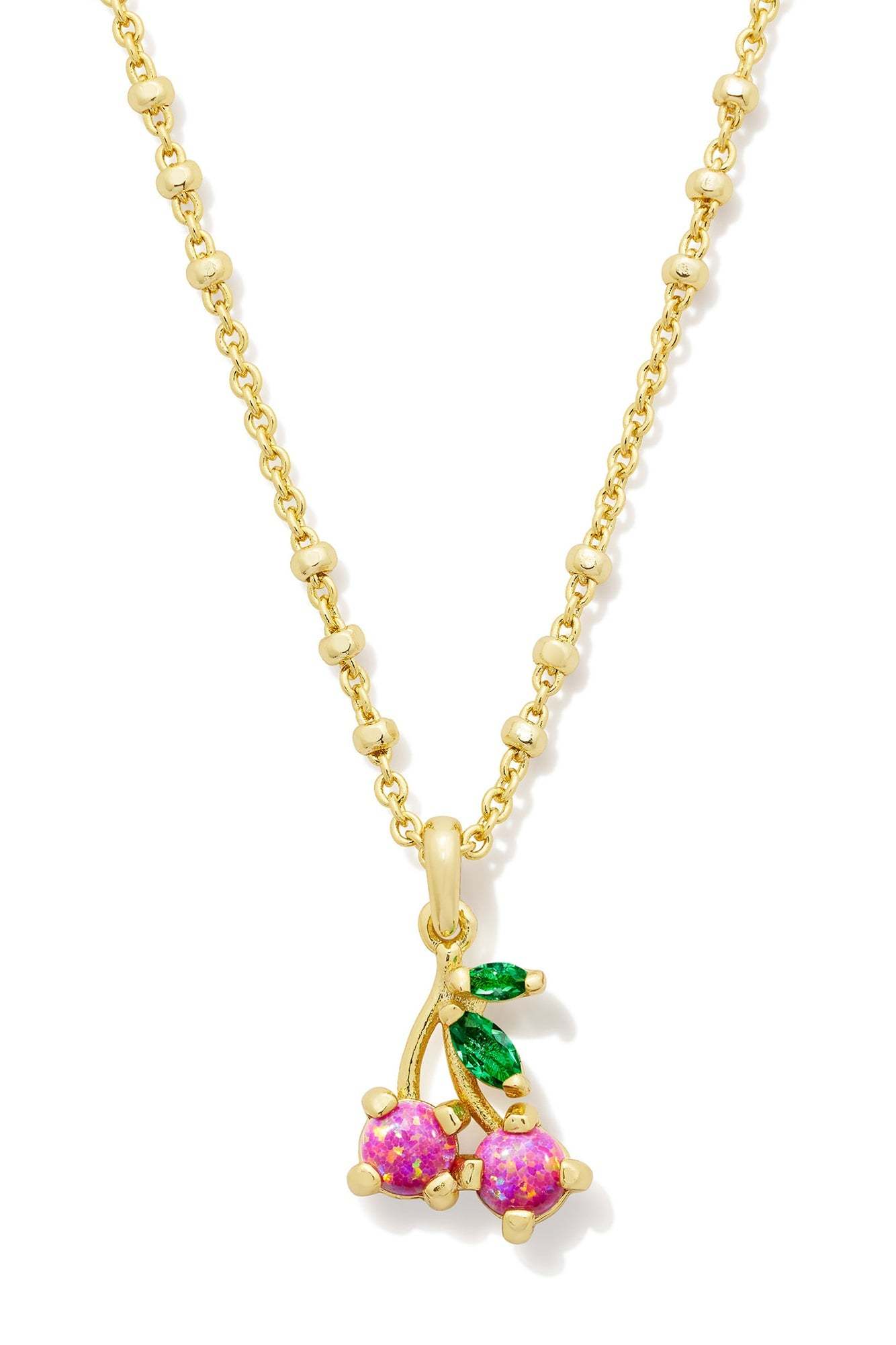 Cherry Gold Short Pendant Necklace Berry Kyocera Opal