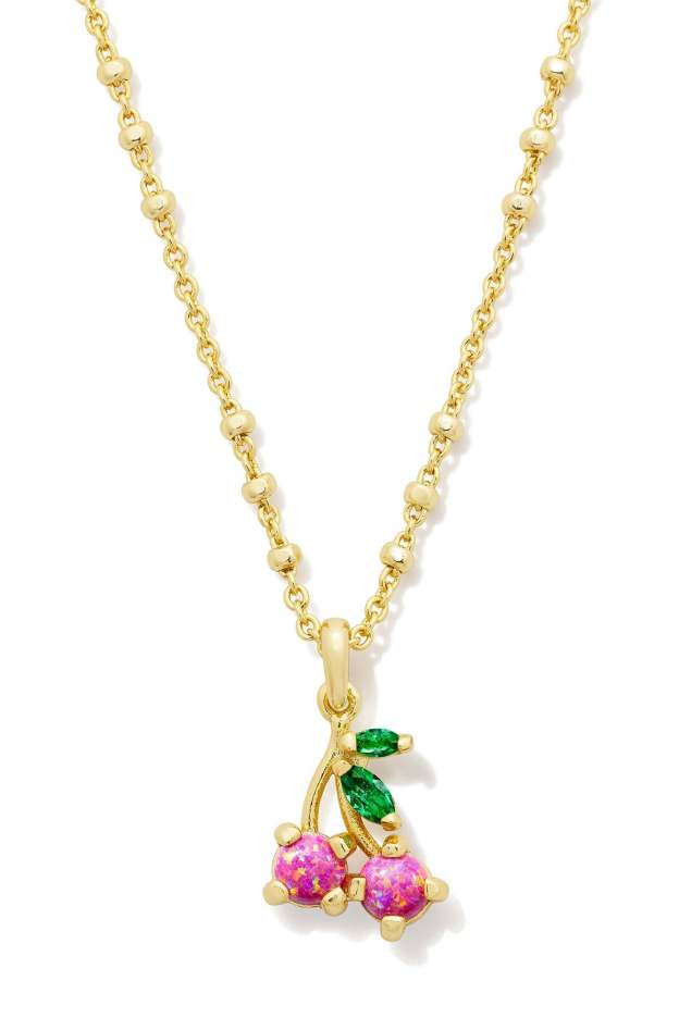 Cherry Gold Short Pendant Necklace Berry Kyocera Opal