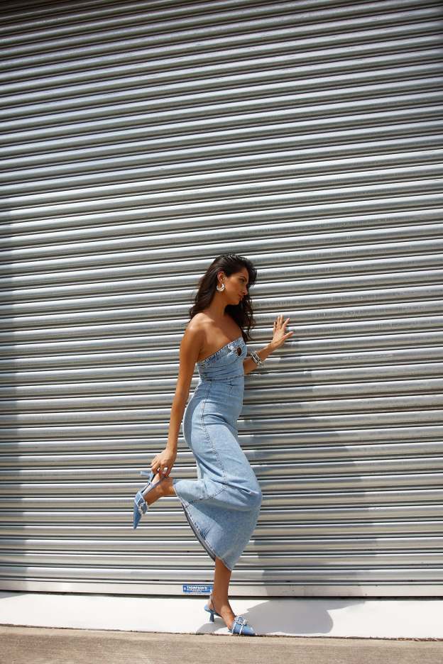 Choice Is Yours Strapless Maxi Dress Denim