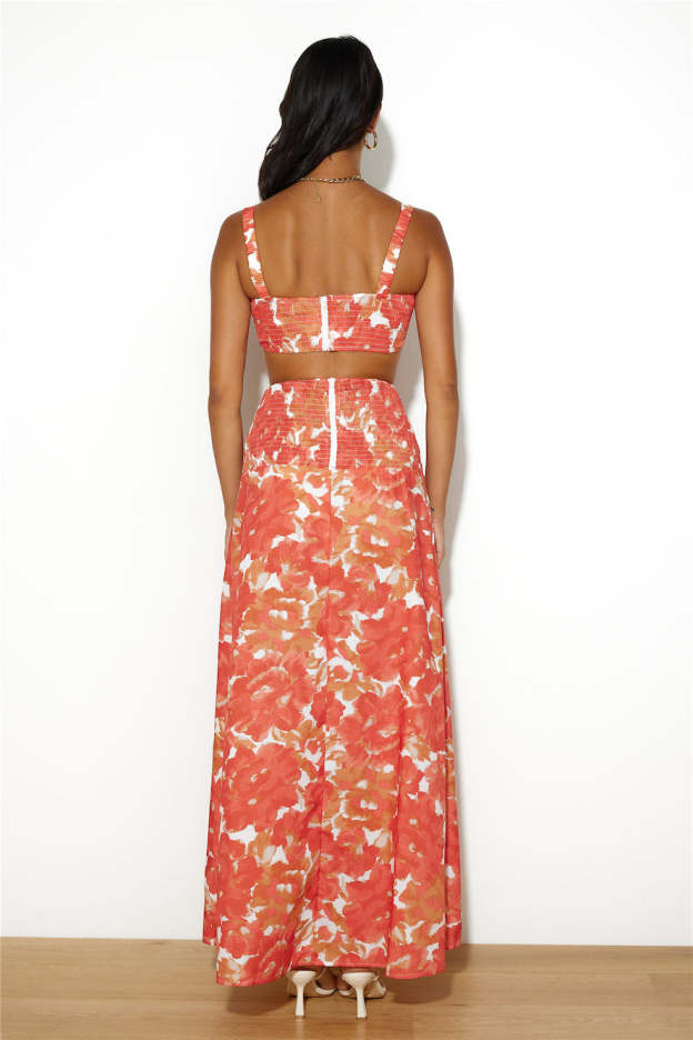 Dancing Under The Glow Maxi Skirt Orange