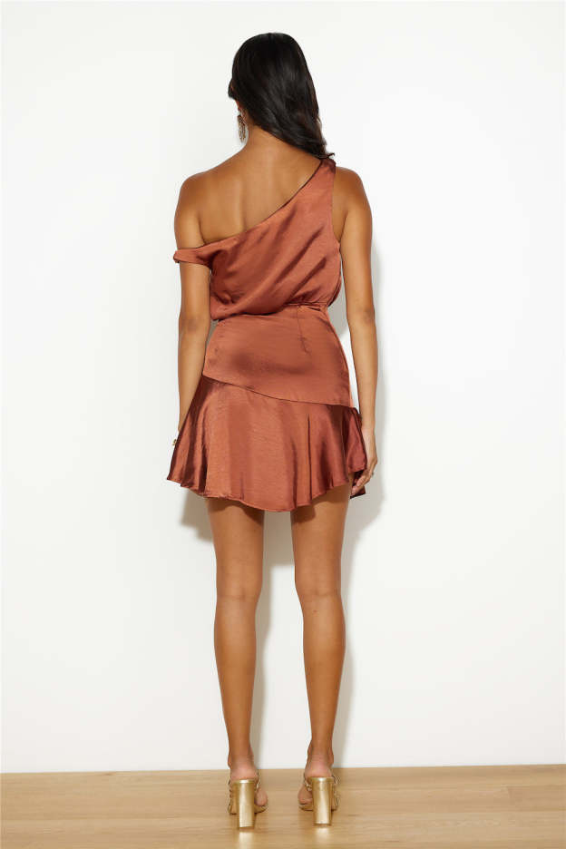 Caught My Attention Mini Dress Brown