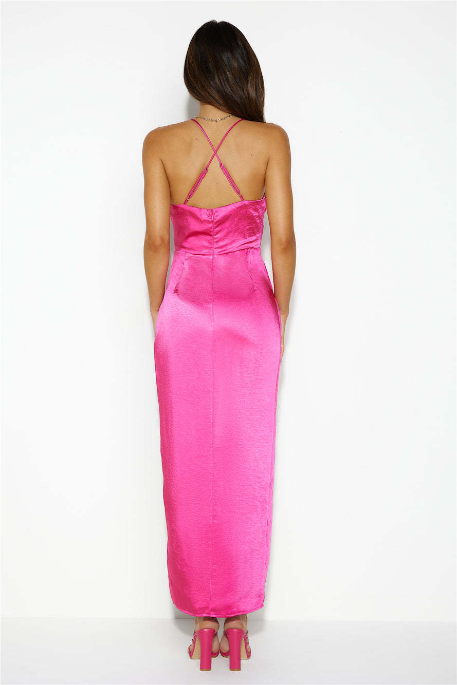 Bring The Romance Satin Maxi Dress Pink