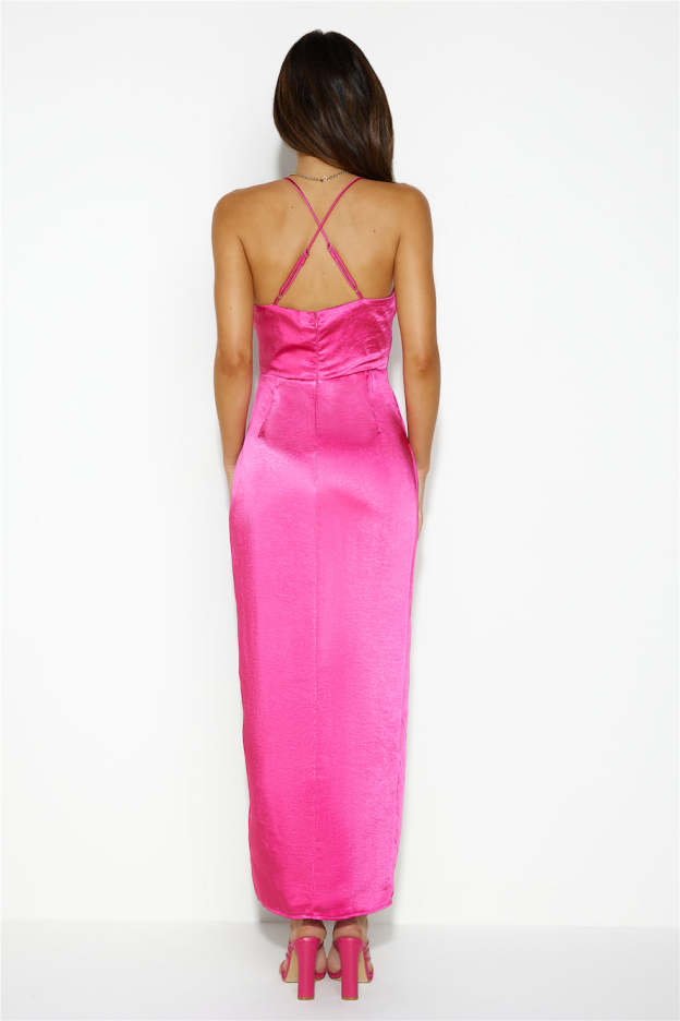Bring The Romance Satin Maxi Dress Pink