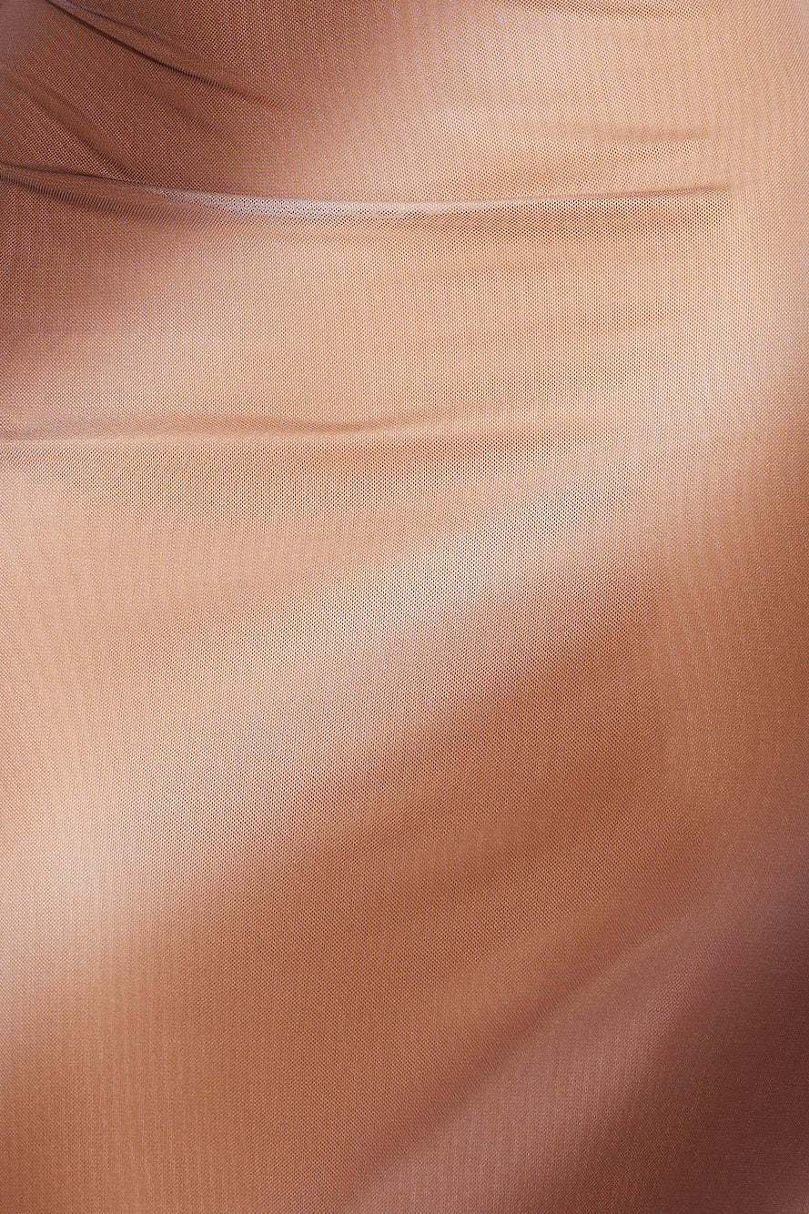 Creamy Dessert Mesh Maxi Dress Brown