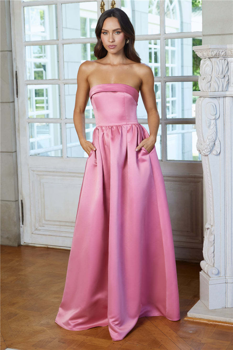 Elegance In Motion Strapless Maxi Dress Rose
