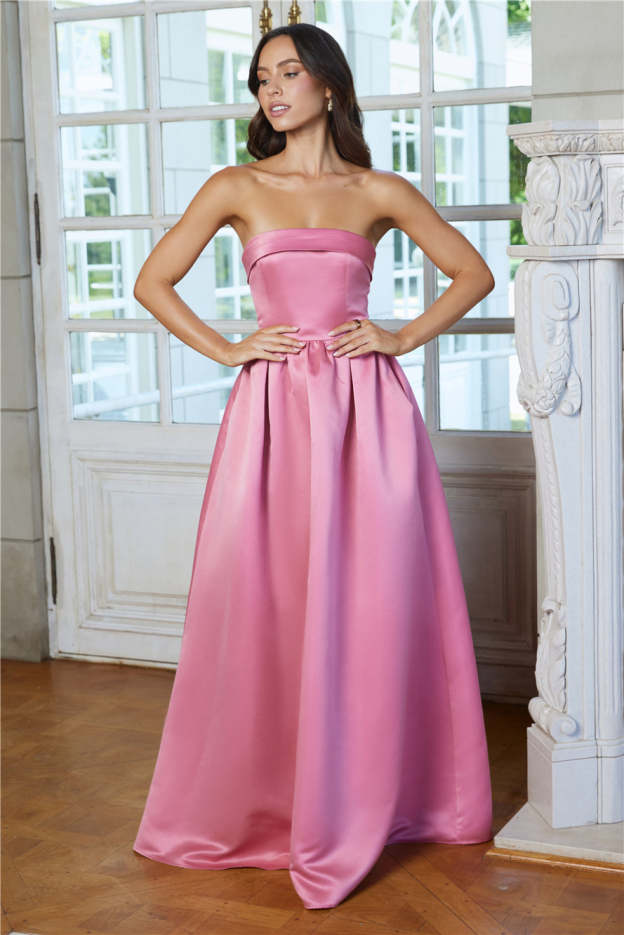 Elegance In Motion Strapless Maxi Dress Rose