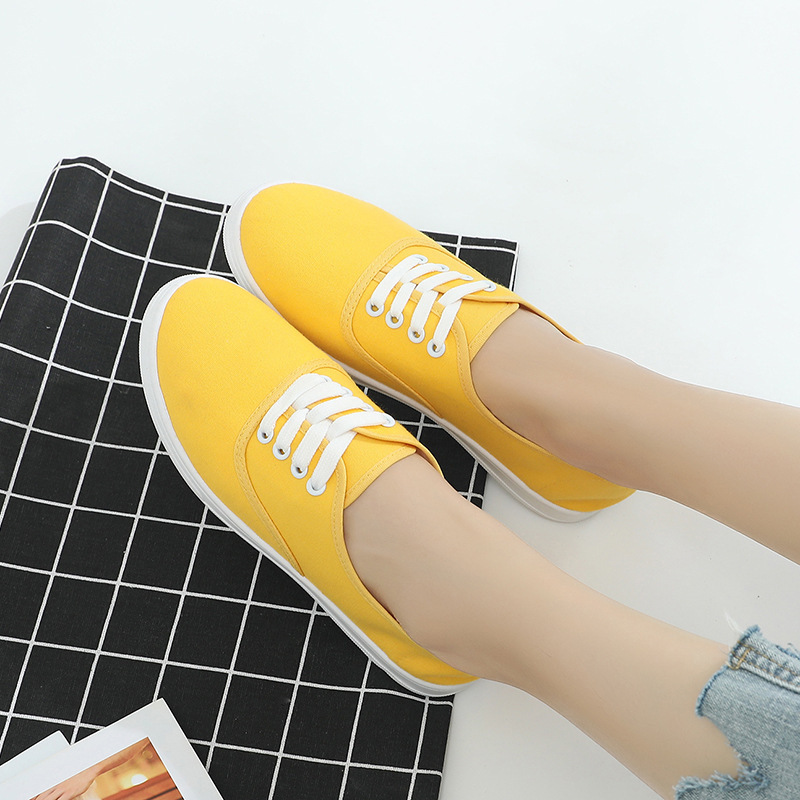Women's Solid Color Minimalist Shoes, Lace Up Lightweight Soft Sole Casual Shoes, Low-top Walking Canvas Shoes