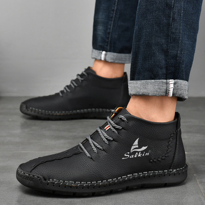 💥Last day deals 70% OFF💥Men's Casual Leather Lightweight Warm Arch Support Non-Slip Driving Boots