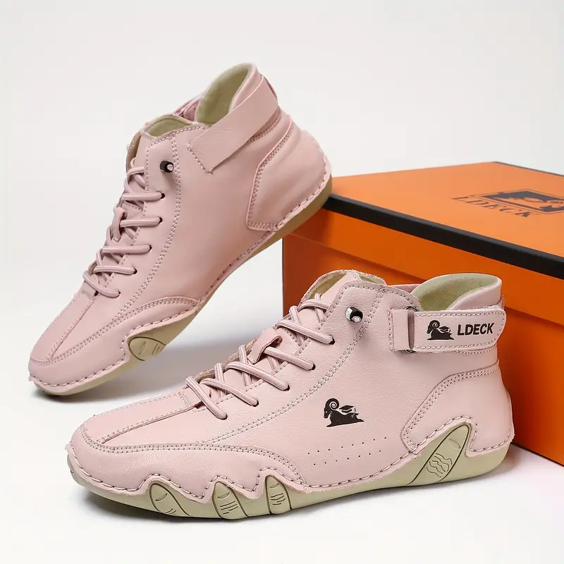 Women's Fashion Solid Color Hiking Boots, Soft Non-slip Breathable Outdoor Shoes