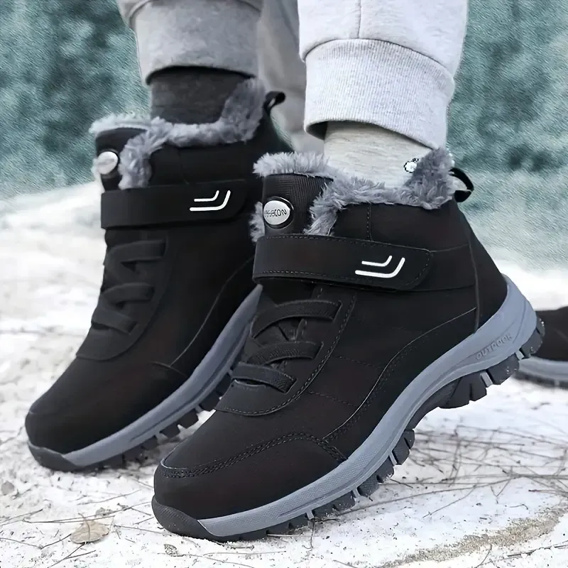 Women's Non Slip Faux Fur Lined Thermal Snow Boots, Slip On Wear Resistance Warm Winter Boots, Comfortable Hiking Boots Snow Shoes Hiking Shoes