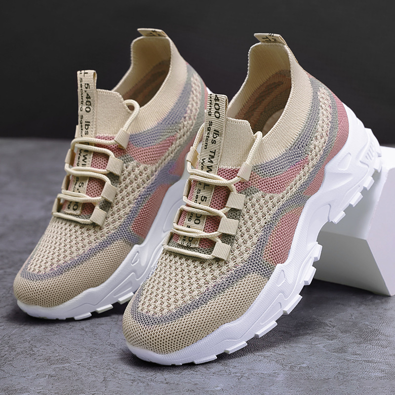 🔥Last Day Promotion 70% OFF🔥Women's Colorblock Knitted Sneakers, Stylish Breathable Low Top Running Trainers, Comfy Outdoor Sports Shoes