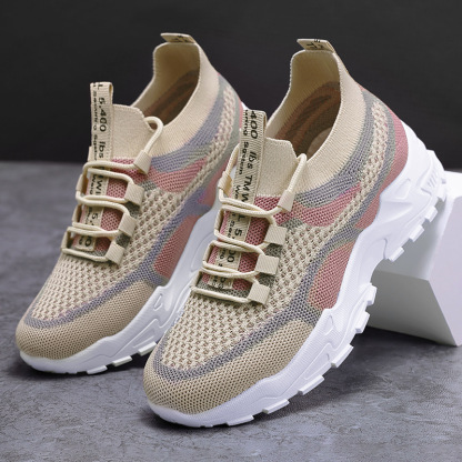 🔥Last Day Promotion 70% OFF🔥Women's Colorblock Knitted Sneakers, Stylish Breathable Low Top Running Trainers, Comfy Outdoor Sports Shoes