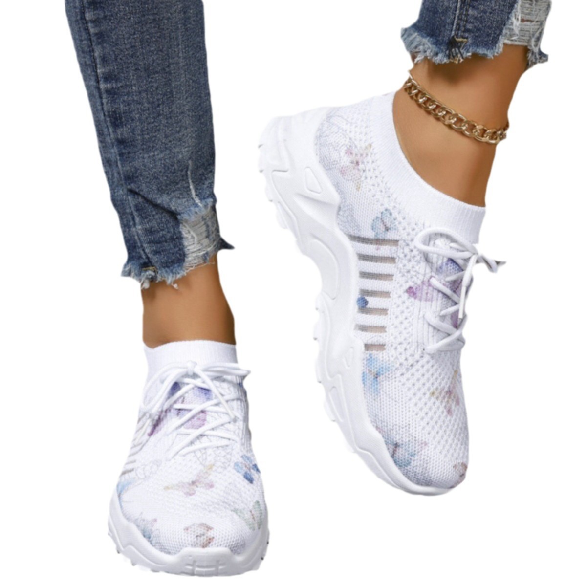 Women's Breathable Knit Sneakers - Comfortable Low Top Slip On Shoes with Air Cushion, Plus Size - For Women - Suitable for Casual Wear, Running & Walking - Perfect Gift for Fashionable Women