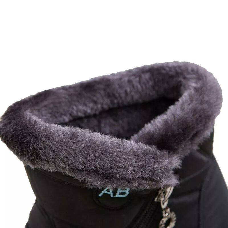 Winter Waterproof Women Shoes Snow Boots Fur-lined Slip On Warm Ankle Size