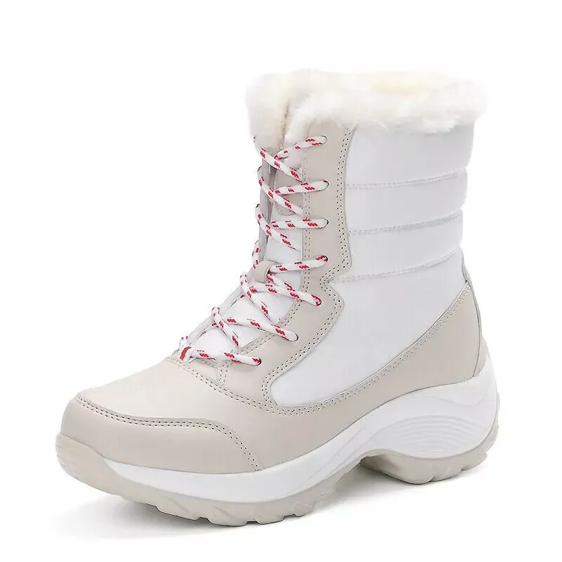 Waterproof Winter Women Shoes Snow Boots Fur-lined Warm Slipon Casual Ankle Size