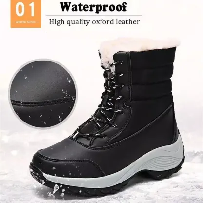 Waterproof Winter Women Shoes Snow Boots Fur-lined Warm Slipon Casual Ankle Size