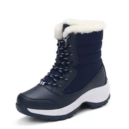 Waterproof Winter Women Shoes Snow Boots Fur-lined Warm Slipon Casual Ankle Size