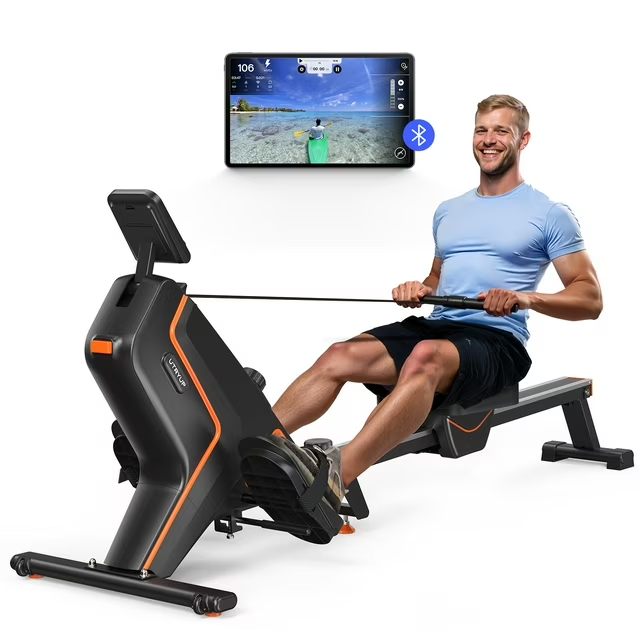 UTRYUP Magnetic Rowing Machines for Home, 16 Levels of Quiet Resistance Foldable Compact Rowing Machine 350 LB Weight Capacity with Bluetooth, App Supported, Tablet Holder