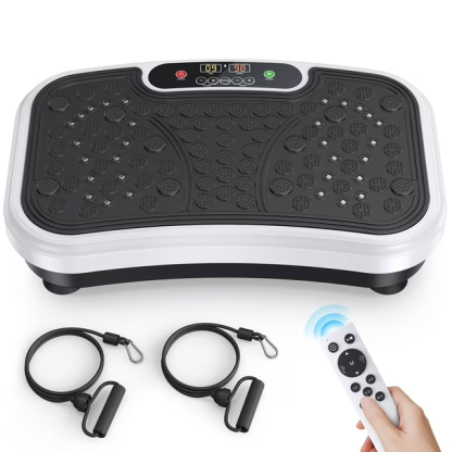 Vibration Plate Exercise Machine 330lbs Capacity, Full Body Workout Vibration Fitness Platform with Loop Bands and Remote Control for Lymphatic Drainage