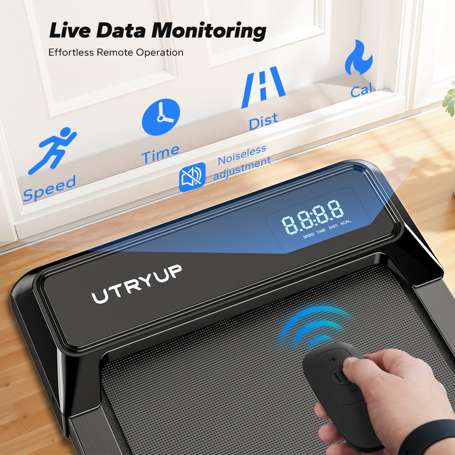 2.5 HP Walking Pad, Under Desk Exercise Treadmill with APP, Remote Control, LED Display, 1.0-4.0 MPH, Black