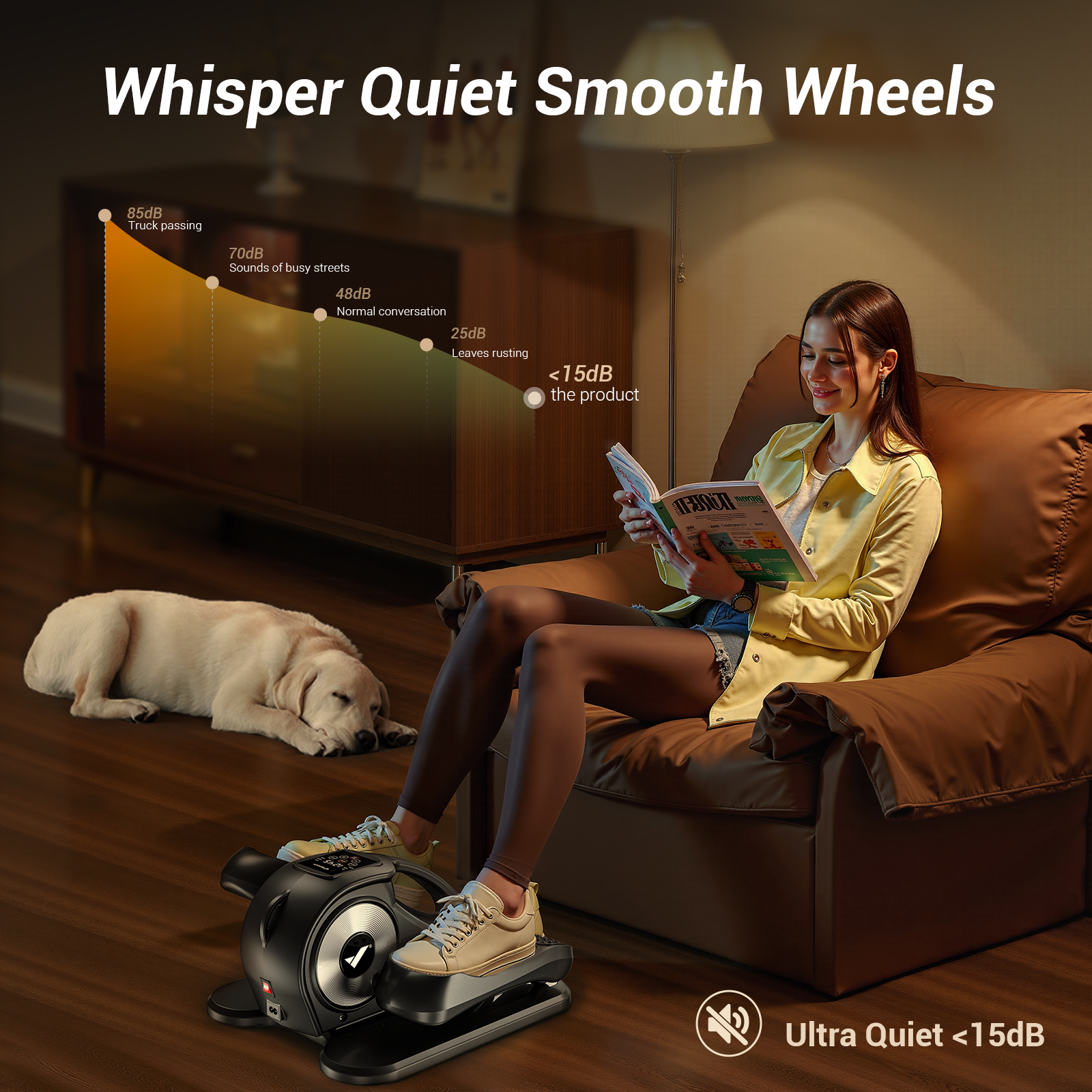 UTRYUP Under Desk Elliptical Machine, 12-Speed Quiet Seated Pedal Exerciser for Home Office, Seniors & Leg Exercise