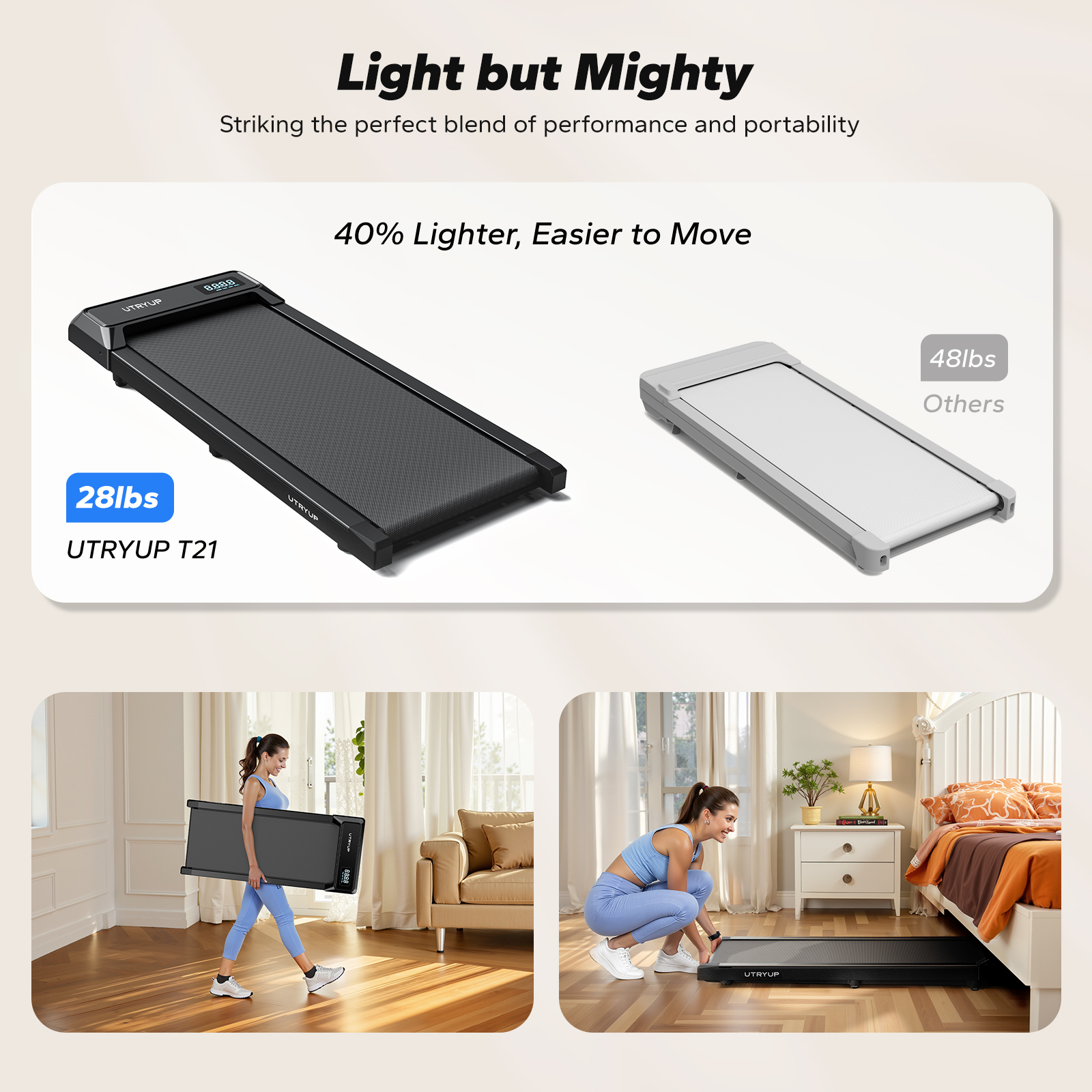 2.5 HP Walking Pad, Under Desk Exercise Treadmill with APP, Remote Control, LED Display, 1.0-4.0 MPH, Black