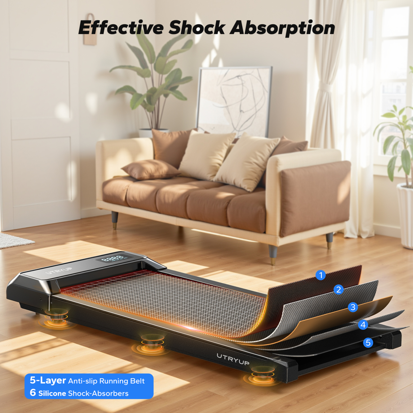 2.5 HP Walking Pad, Under Desk Exercise Treadmill with APP, Remote Control, LED Display, 1.0-4.0 MPH, Black