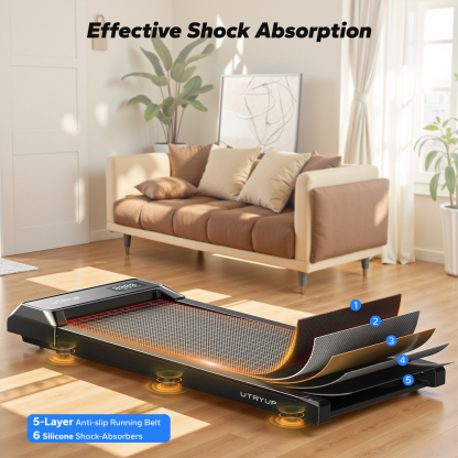 2.5 HP Walking Pad, Under Desk Exercise Treadmill with APP, Remote Control, LED Display, 1.0-4.0 MPH, Black