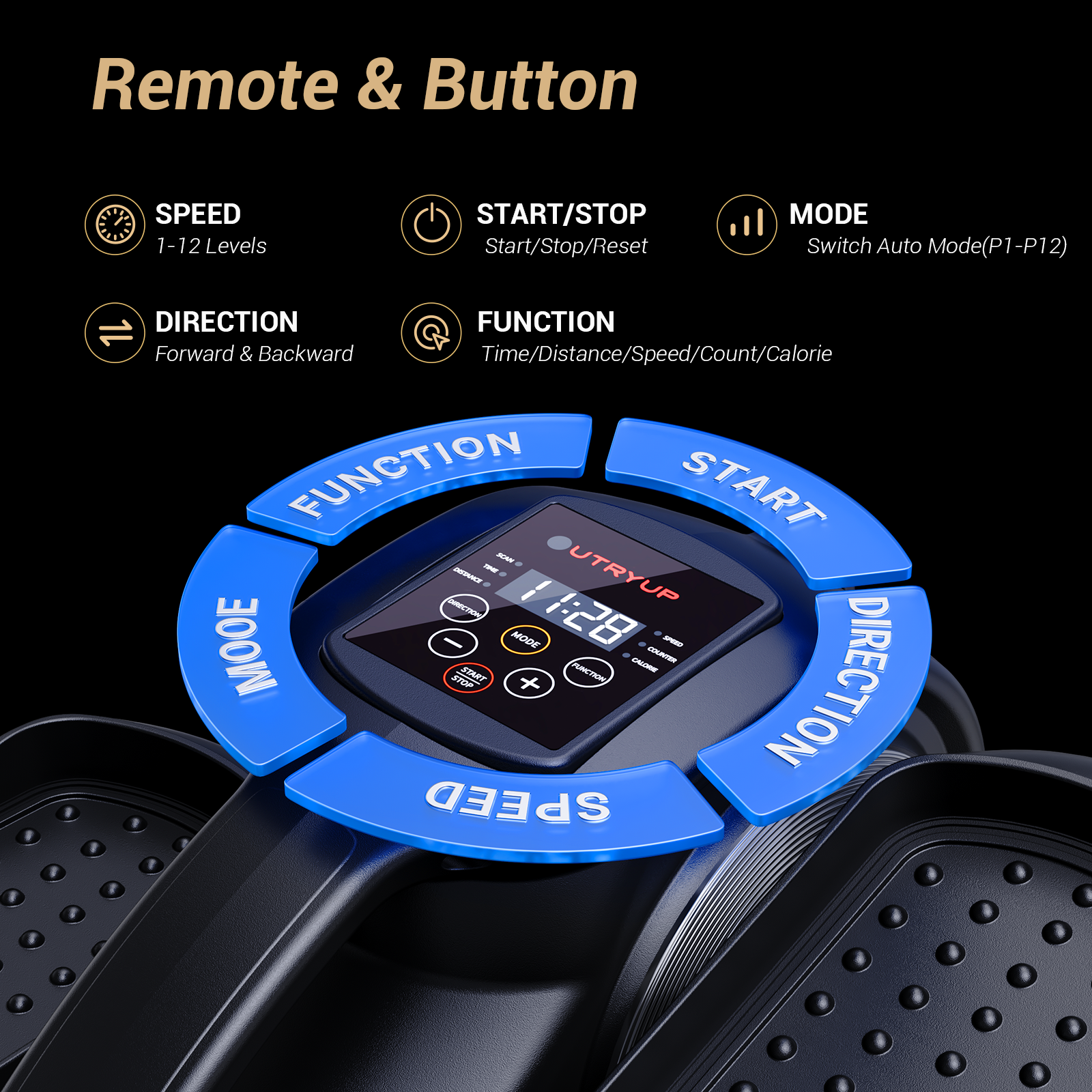 UTRYUP Under Desk Elliptical Machine, 12-Speed Quiet Seated Pedal Exerciser for Home Office, Seniors & Leg Exercise