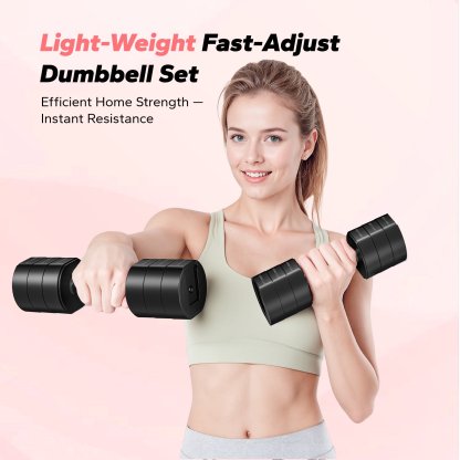 MERACH 4-in-1 Adjustable Dumbbells, 2-Pack, Each 2.2/4.4/6.6/8.8 lbs, Hand Weights for Women, for Home Fitness Training, Black