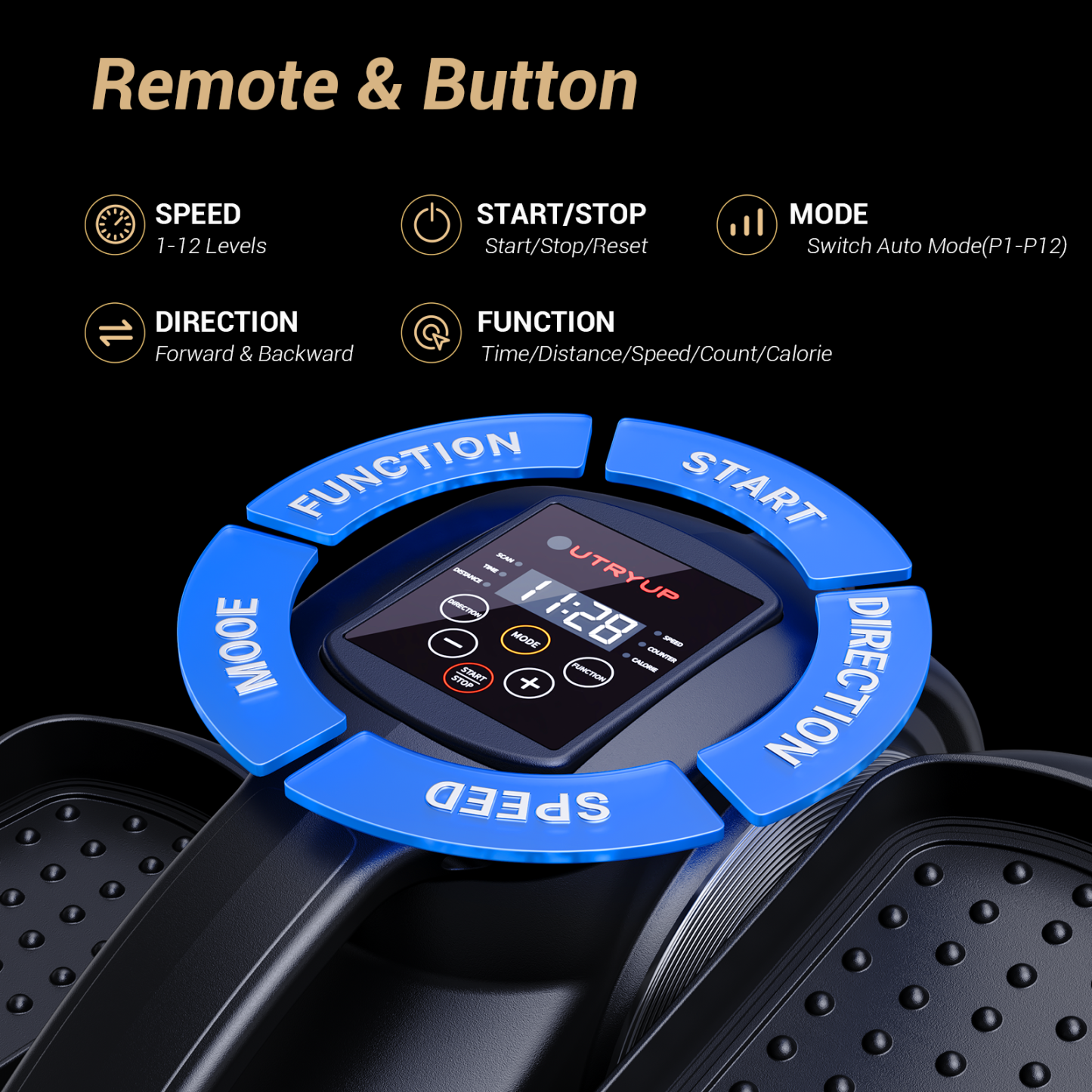 UTRYUP Under Desk Elliptical Machine, 12-Speed Quiet Seated Pedal Exerciser for Home Office, Seniors & Leg Exercise