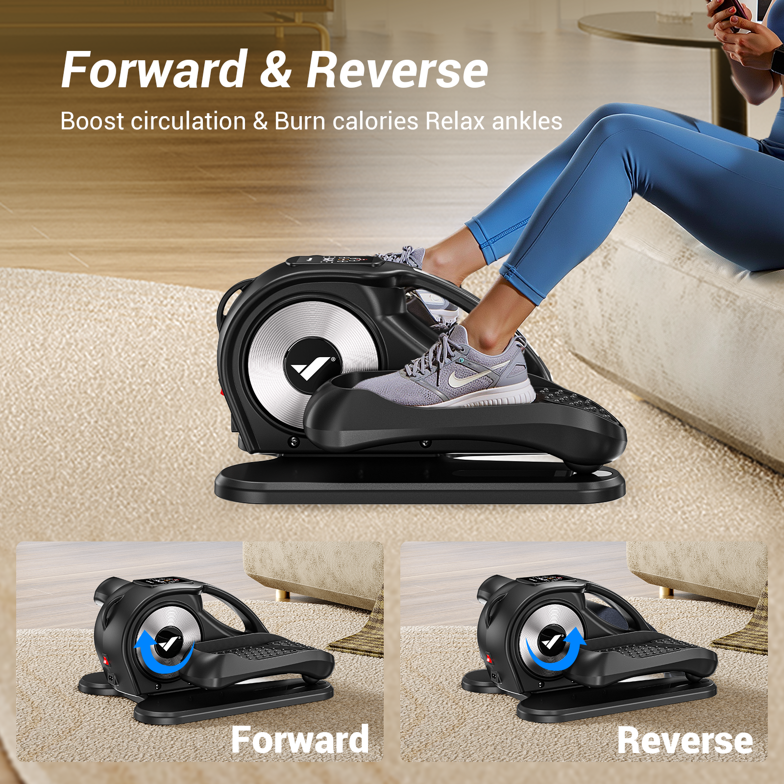 UTRYUP Under Desk Elliptical Machine, 12-Speed Quiet Seated Pedal Exerciser for Home Office, Seniors & Leg Exercise